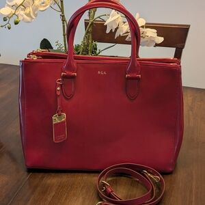 Ralph Lauren Red Leather Satchel
